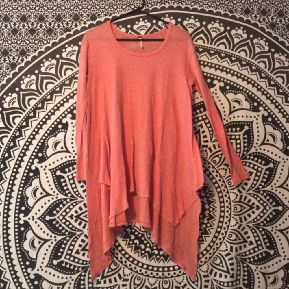 Free people long sleeve coral top - size small